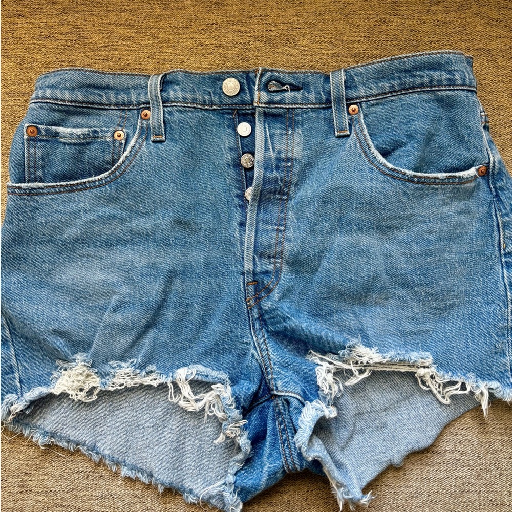 Levi's Blue Jean High Rise Cut-Off Shorts Raw Hem